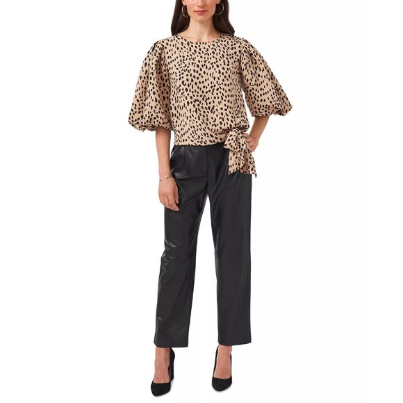 VINCE CAMUTO Animal-Print Puff-Sleeve Blouse - NWT - Size Medium - Picture 4 of 4